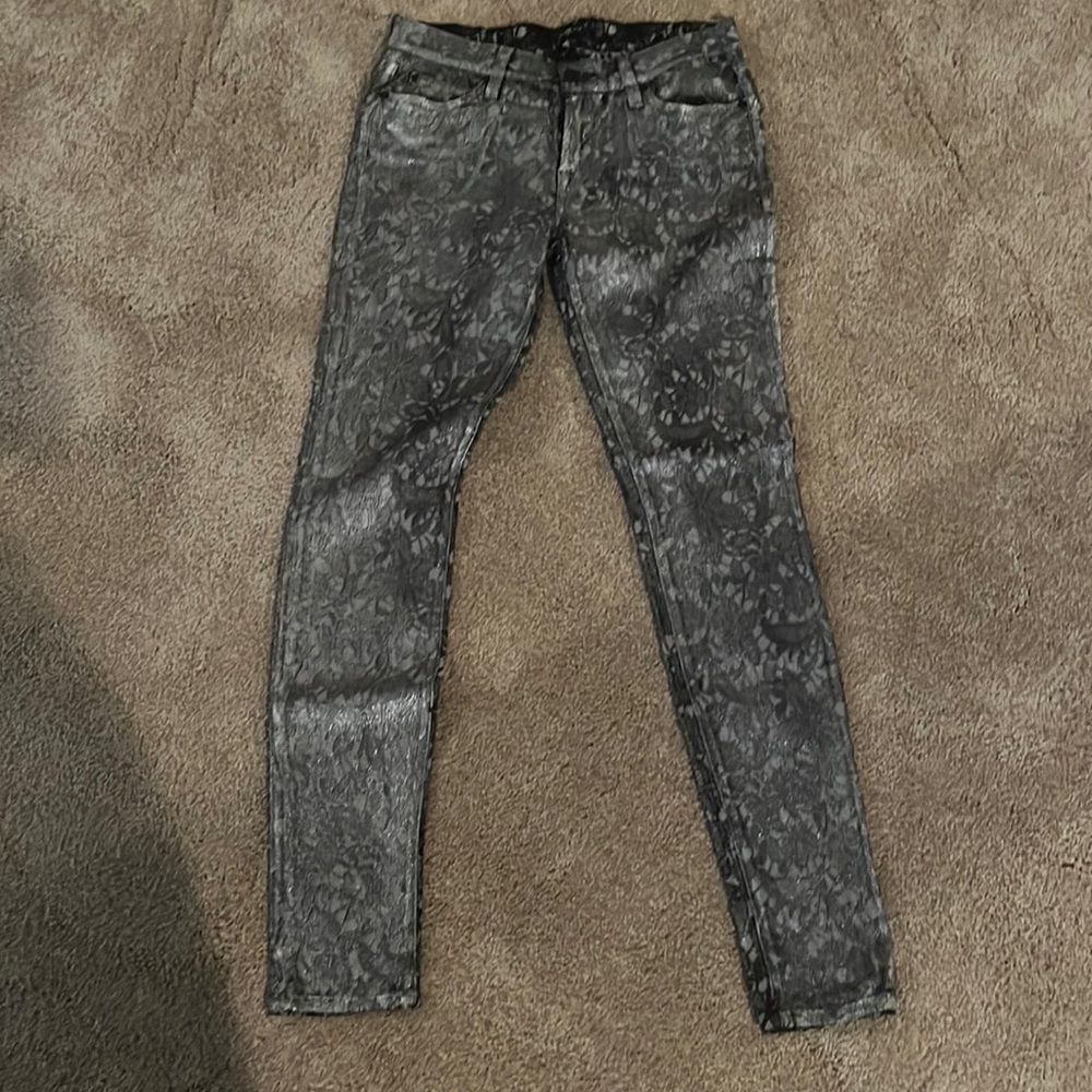 Gunmetal patterned Seven for All Mankind pocketed pants sz 27